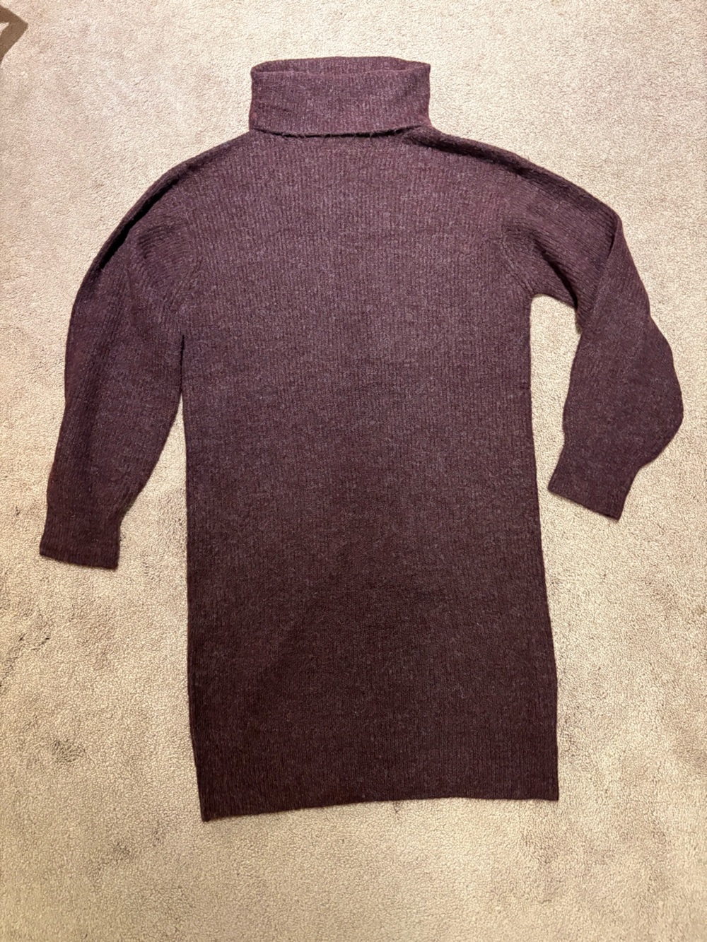 Devoted burgundy turtle neck knit long sleeve sweater dress size small
